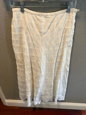 Soft Surroundings linen skirt white mid Aline MINIMALIST RESORT CLASSIC